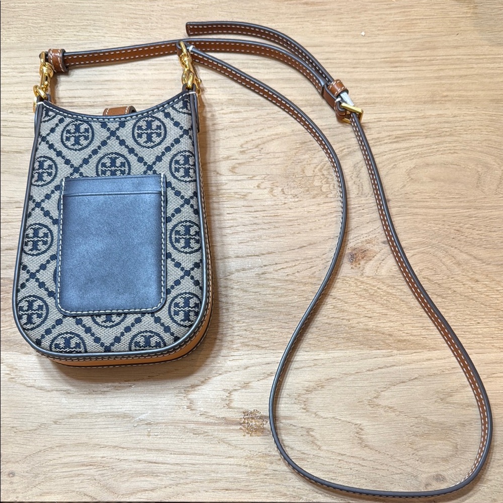 Tory Burch Tan and Black Monogram Collection Crossbody Bag